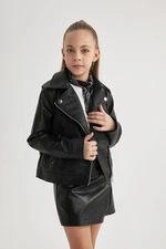 DEFACTO Girl's Water Repellent Jacket Collar Coat