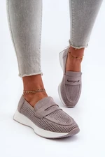 Women's eco suede loafers on the platform Grey Inesqua