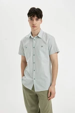 DEFACTO Slim Fit Cotton Striped Short Sleeve Shirt