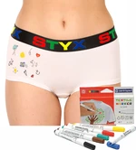 Women's panties Styx with leg loops white + markers for textiles