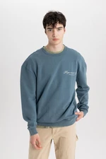 DEFACTO Comfort Fit Crew Neck Back Printed Sweatshirt