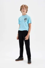 DEFACTO Boy Black Flexible Waist Straight Leg School Tracksuit Bottoms