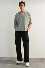 Trendyol Black Wide Leg/Wide Cut Cargo Pocket Sweatpants