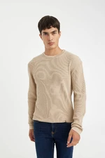 DEFACTO Relax Fit Comfortable Cut Crew Neck Collar Inside Combed Cotton Knitwear Sweater