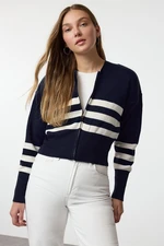 Trendyol Navy Blue Hooded Zippered Knitwear Cardigan