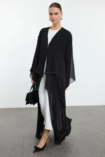 Trendyol Black Skirt Layered Stone Detailed Woven Cape & Abaya & Abaya