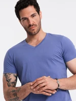 Ombre BASIC men's cotton classic tee with v-neck - purple