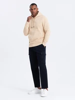 Ombre BASIC men's cotton sweatshirt kangaroo hoodie - beige