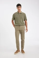 DEFACTO Men's Light Khaki Jogger Waist Lace-Up Skinny Leg Cotton Trousers