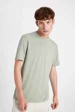 DEFACTO Men's Green New Regular Fit Regular Cut Crew Neck Cotton Short Sleeve Basic T-Shirt