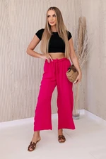 Fuchsia-coloured wide-waisted trousers