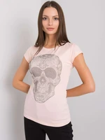 Light pink women's skull t-shirt