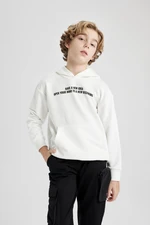 DEFACTO Boy&#39;s Oversize Fit Hooded Printed Sweatshirt