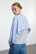 Trendyol Gray Poplin Detailed Relaxed Knitted Sweatshirt