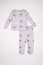 DEFACTO Baby Girl Patterned Long Sleeve Top Long Bottom Pajama Set