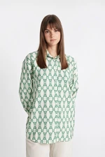 DEFACTO Relax Fit Patterned Long Sleeve Shirt Tunic