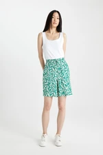 DEFACTO High Waist Patterned Wide Leg Viscose Shorts