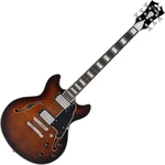 D'Angelico Premier Mini DC Brown Burst Félakusztikus - jazz-gitár