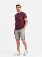 Ombre Men's sweat shorts with rounded leg - dark beige