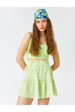 Koton Checked Mini Skirt Ruffled Elastic Waist