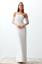 Trendyol Bridal White Fitted Lined Woven Wedding/Wedding Long Evening Evening Dress