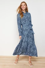 Trendyol Blue Floral Viscose Woven Dress