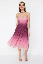 Trendyol Multicolored A-Line Tulle Knitted Dress