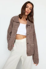 Trendyol Nork Bomber Bunda Look Wide Fit Boucle Kpletené Cardigan