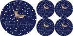 Bertoni Home Unisex's 1+4 Round Table Pads Set Renifer Navy Blue