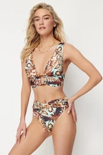 Trendyol Animal Pattern Knotted High Waist Hipster Bikini Bottom