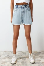 Trendyol Light Blue Elastic Waist Denim Shorts & Bermuda