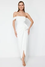 Trendyol White Plain Regular Woven Evening Dress & Graduation Dress