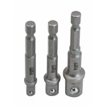 Adaptéry na gola nářadí, do vrtačky, čtyřhran 1/4” 3/8” 1/2”, šestihran 1/4", 3 ks - SATRA