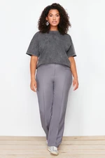 Trendyol Curve Grey High Waist Wide Leg/Wide Leg Woven Fabric Trousers