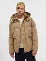 Light Brown Men's Winter Quilted Hooded Jacket GAP