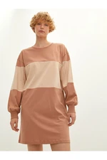 LC Waikiki Women's Crew Neck Color Block Long Sleeve Cotton Dress