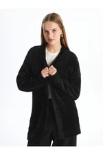 LC Waikiki Shawl Collar Plain Long Sleeve Women's Plush Cardigan