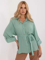 Pistachio women's oversize shirt with a longer back