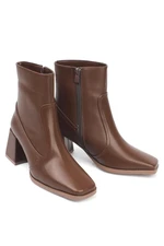 Capone Outfitters Blunt Toe Side Zipper Brown Women's Boots