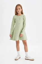 DEFACTO Girl's Basic Crew Neck Ribbed Camisole Long Sleeve Dress