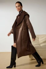 Trendyol Brown Oversize Double-Sided Long Coat