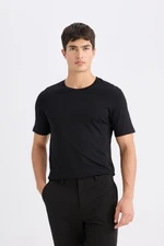 DEFACTO Slim Fit Slim Cut Crew Neck Basic Plain Short Sleeve T-Shirt