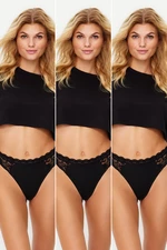 Trendyol Black Micro Lace Detailed Thong Knitted Panties