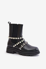 Women's Ankle Boots with Decorative Straps - Black Sintitia