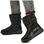 primohurt Black snow boots with Velcro, insulated boots for winter