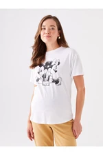 LC Waikiki Crew Neck Disney Printed Short Sleeve Maternity T-Shirt