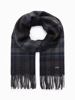 Ombre Men's Scottish check scarf with tassels - black-gray