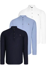 TRIPLE SET G783 DEWBERRY JUDGE COLLAR SHIRT-NAVY-BLUE-WHITE-BLUE