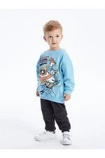 LC Waikiki Crew Neck Long Printed Baby Boy Sweatshirt and Trousers 2-Set