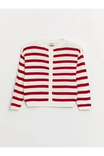 LC Waikiki Crew Neck Striped Long Sleeve Girl's Knitwear Cardigan